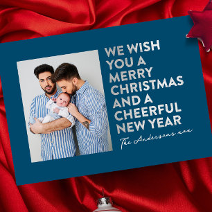 MODERNE MERRY CHRISTMAS & NEW YEAR IMITATE SILVER  FEIERTAGSKARTE