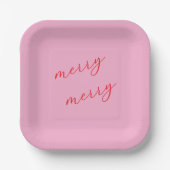 Moderne Merry Elegante Script Holiday Party Pappteller (Vorderseite)