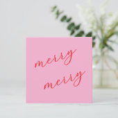 Moderne Merry Elegante Script Weihnachten Rosa & R (Stehend Vorderseite)
