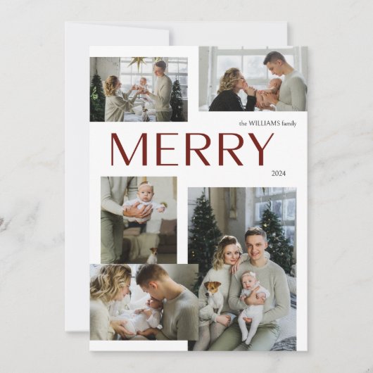 Moderne Merry Multi Foto Botanische Weihnachten (Vorderseite)