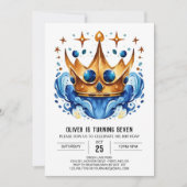 Moderne Messe Prinz Crown Geburtstag Einladung (Vorderseite)