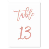 Moderne Messe Rose Gold Wedding Tischnummer 13 (Rückseite)