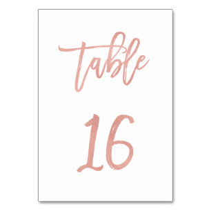 Moderne Messe Rose Gold Wedding Tischnummer 16