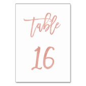 Moderne Messe Rose Gold Wedding Tischnummer 16 (Rückseite)