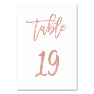 Moderne Messe Rose Gold Wedding Tischnummer 19