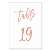 Moderne Messe Rose Gold Wedding Tischnummer 19 (Rückseite)