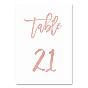 Moderne Messe Rose Gold Wedding Tischnummer 21