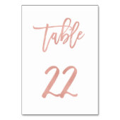 Moderne Messe Rose Gold Wedding Tischnummer 22 (Rückseite)