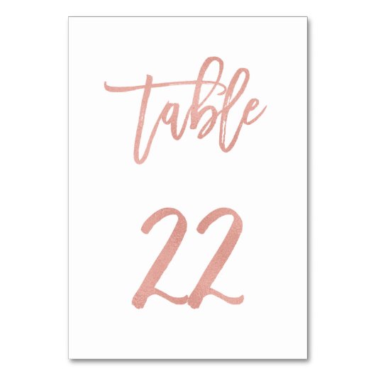 Moderne Messe Rose Gold Wedding Tischnummer 22 (Vorderseite)