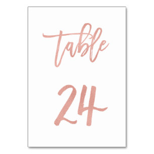 Moderne Messe Rose Gold Wedding Tischnummer 24