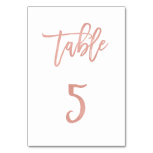 Moderne Messe Rose Gold Wedding Tischnummer 5