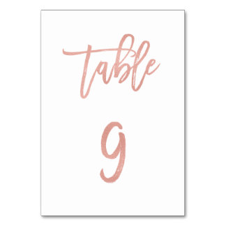 Moderne Messe Rose Gold Wedding Tischnummer 9