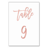 Moderne Messe Rose Gold Wedding Tischnummer 9 (Rückseite)