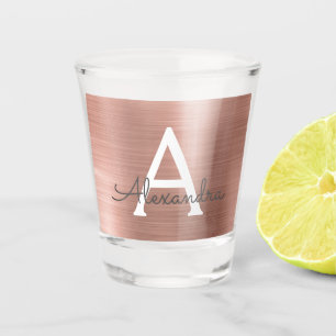 Moderne Metall-Monogramm-Geburtstag in Roségold Schnapsglas