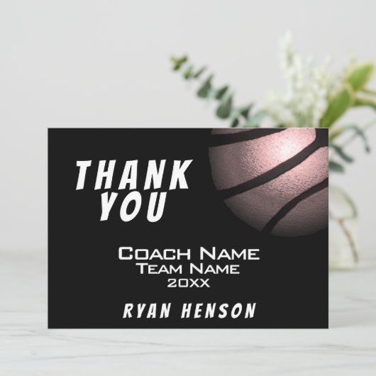 Moderne Metallic Ball Black Danke Coach Card (Stehend Vorderseite)