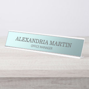 Moderne Metallic Blau Namens- und Funktionsschild Schreibtischnamensplakette