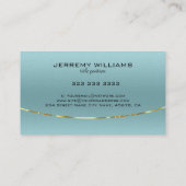 Moderne Metallic blaugrüne Textur Gold Akzent Visitenkarte (Rückseite)