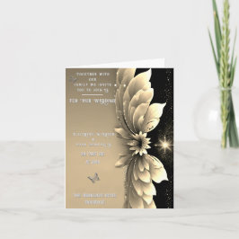 Moderne Metallic Gold Floral Wedding Einladung