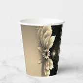 Moderne Metallic Gold Floral Wedding Einladung Pappbecher (Rückseite)
