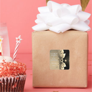 Moderne Metallic Gold Floral Wedding Einladung Quadratischer Aufkleber