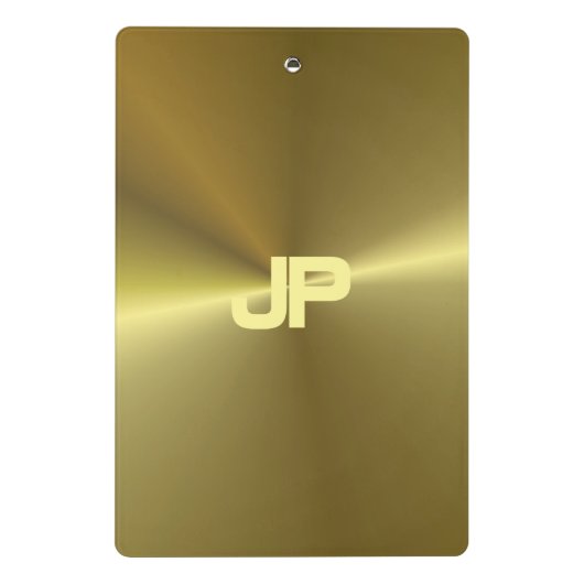 Moderne Metallic Gold Look Monogram Vorlage Mini Klemmbrett (Rückseite)