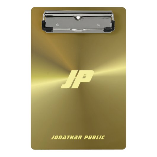 Moderne Metallic Gold Look Monogram Vorlage Mini Klemmbrett (Vorderseite)