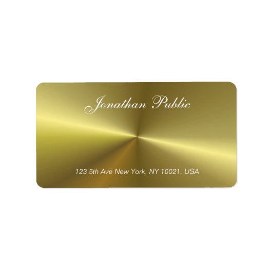 Moderne Metallic Gold Look Script Trendy Template Adressaufkleber (Vorne)