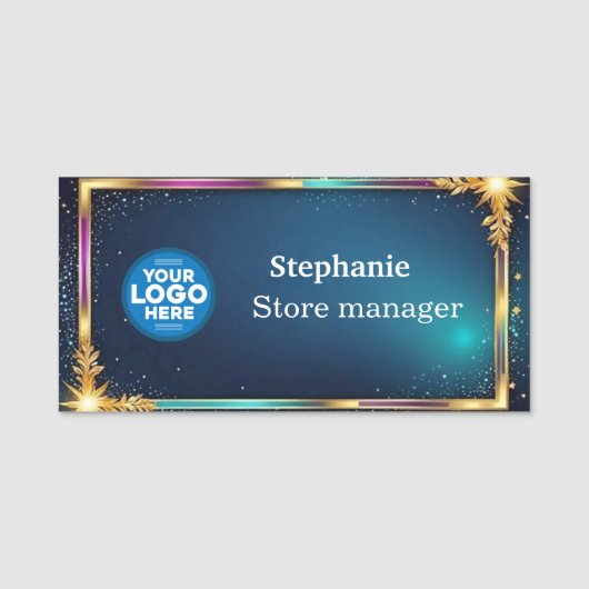 Moderne Metallic gold Magnetische Firma Namensschild (Vorderseite)