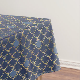 Moderne Metallic Gold Navy Blue Mermaid Scales Tischdecke