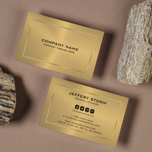 Moderne Metallic Gold Textur Schwarze Typografie Visitenkarte