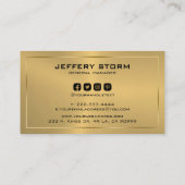 Moderne Metallic Gold Textur Schwarze Typografie Visitenkarte (Rückseite)