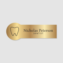 Moderne Metallic Gold Tooth Zahnarzt Zahnklinik Namensschild