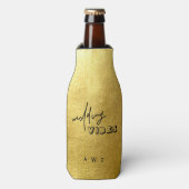 Moderne Metallic Gold Wedding Vibes Bottle Cooler Flaschenkühler (Flaschenvorderseite)