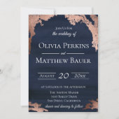 Moderne Metallic Moody Blue Wedding Einladung (Vorderseite)