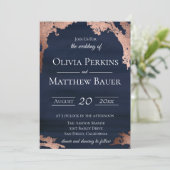 Moderne Metallic Moody Blue Wedding Einladung (Stehend Vorderseite)