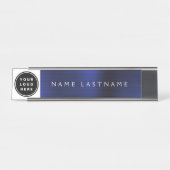 Moderne Metallic Navy Blauer Name Auftrag Titel Schreibtischnamensplakette (Vorderseite )