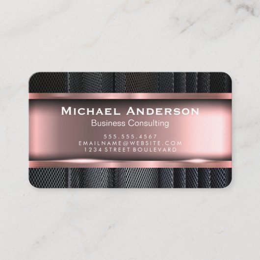 Moderne Metallic Trim Rose Red Visitenkarte (Vorderseite)