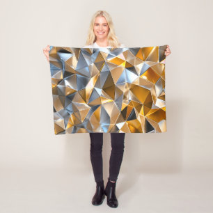Moderne Metallische Abstrakte Gold Silber Geometri Fleecedecke