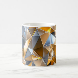 Moderne Metallische Abstrakte Gold Silber Geometri Kaffeetasse