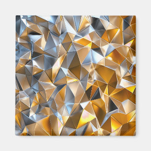 Moderne Metallische Abstrakte Gold Silber Geometri Magnet