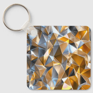 Moderne Metallische Abstrakte Gold Silber Geometri Schlüsselanhänger