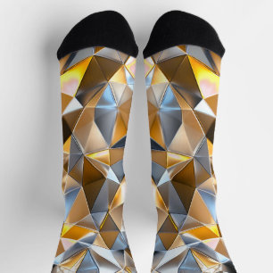 Moderne Metallische Abstrakte Gold Silber Geometri Socken