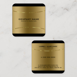 Moderne Metallische goldfarbene schwarze Grenze au Quadratische Visitenkarte