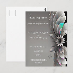 Moderne metallische Hochzeitseinladung mit florale Postkarte