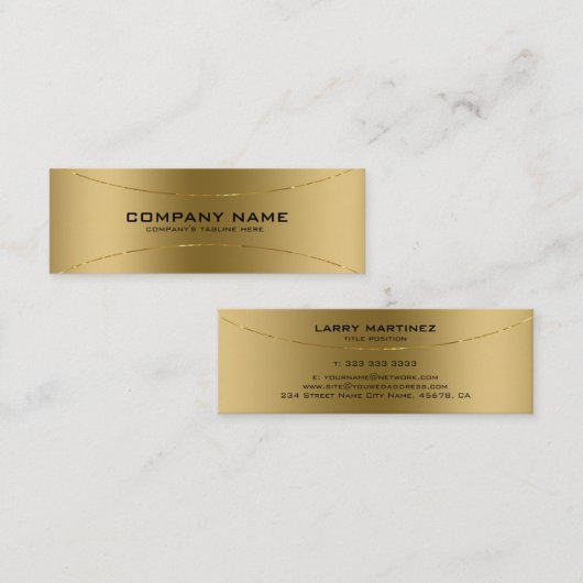 Moderne Metallische Imitate Gold-Edelstahl-Look Mini Visitenkarte (Vorne/Hinten)