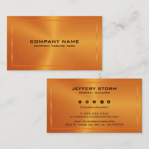 Moderne metallische Orange Textur schwarze Typogra Visitenkarte