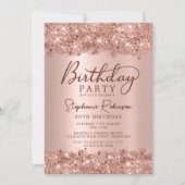 Moderne Metallische Rose Gold Glitzer 80. Geburtst Einladung (Vorderseite)