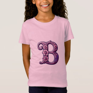 Moderne Metallische Rosemaling Buchstabe B, Rosa/L T-Shirt