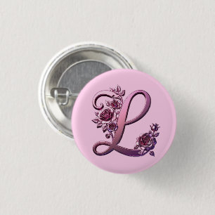 Moderne Metallische Rosemaling Buchstabe L, Rosa/L Button