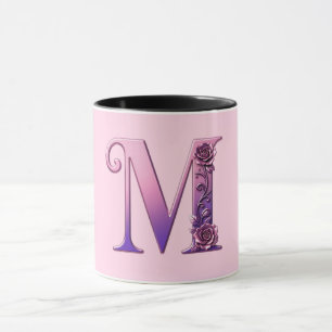 Moderne Metallische Rosemaling Buchstabe M, Rosa/L Tasse